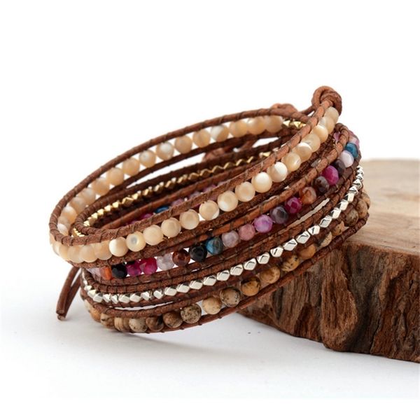exquisite natural stones onyx shell beads 5 layered leather wrap bracelets antique weaving bracelet dropship jewelry y200730, Black
exquisite natural stones onyx shell beads 5 layered leather wrap bracelets antique weaving bracelet dropship jewelry y200730, Black