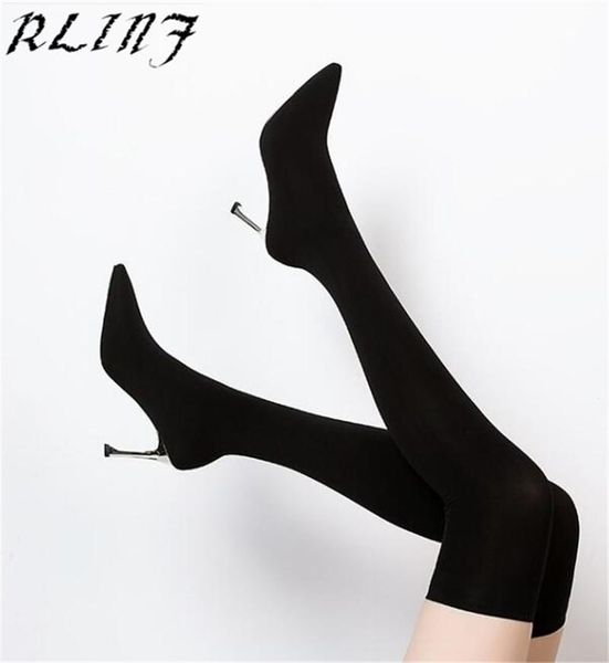 rlinf 2020 runway elastic stockings boots sock boots heel thigh high, Black
rlinf 2020 runway elastic stockings boots sock boots heel thigh high, Black