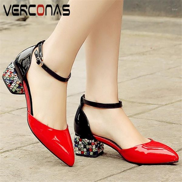 verconas women pointed toe genuine leather rhinestones thick heel design party shoes high heeled sandals sweet shoes woman1, Black
verconas women pointed toe genuine leather rhinestones thick heel design party shoes high heeled sandals sweet shoes woman1, Black