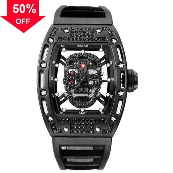 wristwatch skone space time mens outdoor sports diamond hollow skull quartz, Slivery;brown
wristwatch skone space time mens outdoor sports diamond hollow skull quartz, Slivery;brown