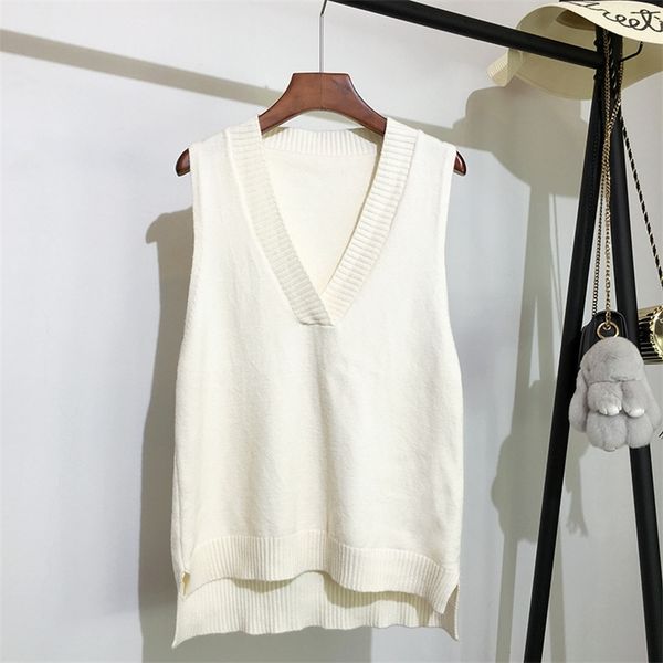 v-neck knitted vest women's sweater autumn and winter new korean loose wild sweater vest pullover sleeveless sweaters for women 201223, White;black
v-neck knitted vest women's sweater autumn and winter new korean loose wild sweater vest pullover sleeveless sweaters for women 201223, White;black