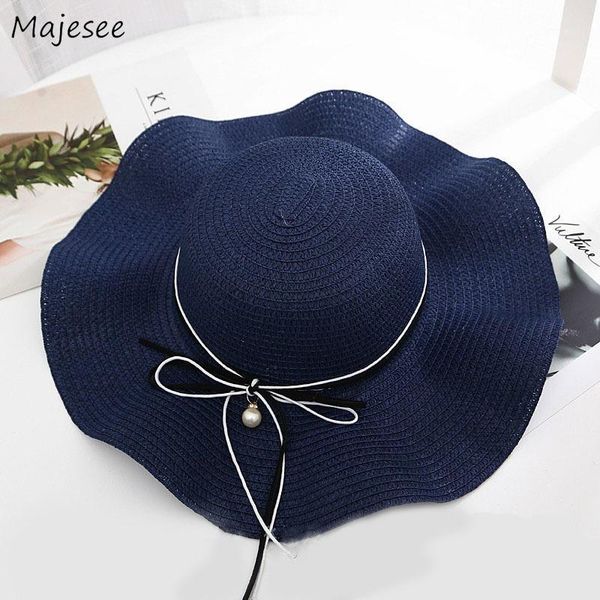 wide brim hats sun women bow solid pearl elegant ruffled large ladies korean style all-match casual vintage fashion1, Blue;gray
wide brim hats sun women bow solid pearl elegant ruffled large ladies korean style all-match casual vintage fashion1, Blue;gray