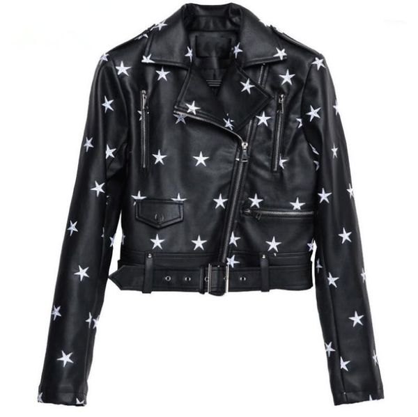 street fashion pu leather jacket 2019 womens star embroidery casual motorcycle zipper jackets bright streetwear femme p13761, Black
street fashion pu leather jacket 2019 womens star embroidery casual motorcycle zipper jackets bright streetwear femme p13761, Black