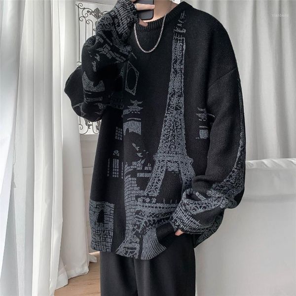 large size men's knitting wool pullover printed o-neck long sleeve loose fashion persoanlity stretchy spring autumn male sweater1, White;black
large size men's knitting wool pullover printed o-neck long sleeve loose fashion persoanlity stretchy spring autumn male sweater1, White;black