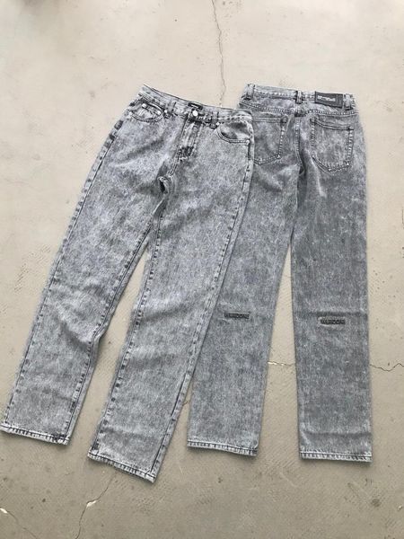 men's jeans arrivals 2021 we11done faded denim pants men women couple badge logo oversized hip-hop high street straight, Blue 
men's jeans arrivals 2021 we11done faded denim pants men women couple badge logo oversized hip-hop high street straight, Blue