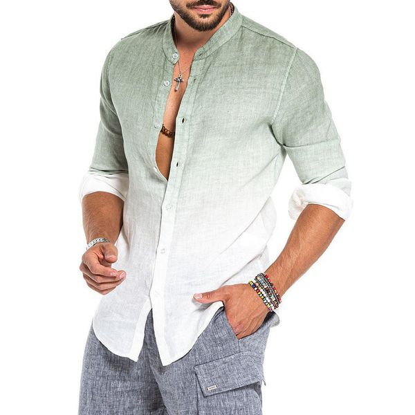 2020 new men's gradient color shirts cotton linen stand collar long sleeve buttons casual shirts autumn spring men clothes, White;black
2020 new men's gradient color shirts cotton linen stand collar long sleeve buttons casual shirts autumn spring men clothes, White;black