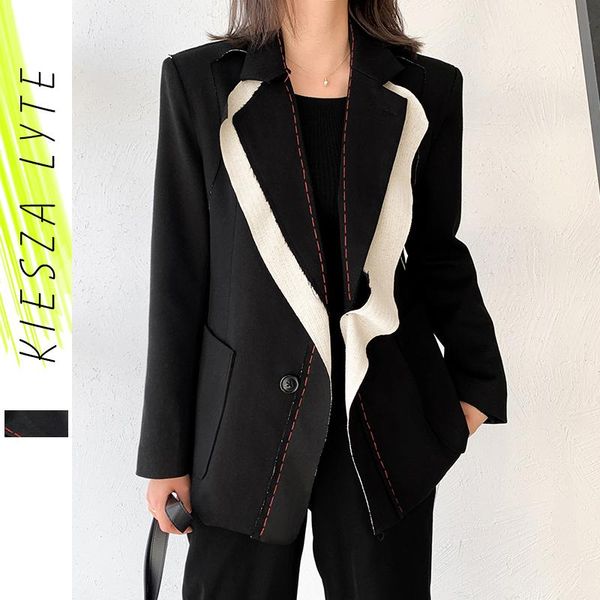 women's suits & blazers women suit jacket 2021 autumn korean style vintage black patchwork one button female stylish ladies trend outfi, White;black
women's suits & blazers women suit jacket 2021 autumn korean style vintage black patchwork one button female stylish ladies trend outfi, White;black