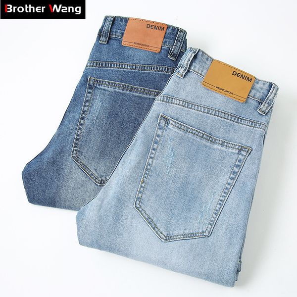 classic style 2020 new men's slim stretch jeans fashion casual cotton light blue denim trousers brand pants male q0105, Black;white
classic style 2020 new men's slim stretch jeans fashion casual cotton light blue denim trousers brand pants male q0105, Black;white