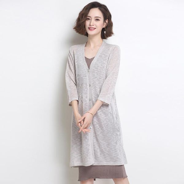 women linen cardigan spring kniwear female v-neck knit cardigan half sleeve knit outwear, White
women linen cardigan spring kniwear female v-neck knit cardigan half sleeve knit outwear, White