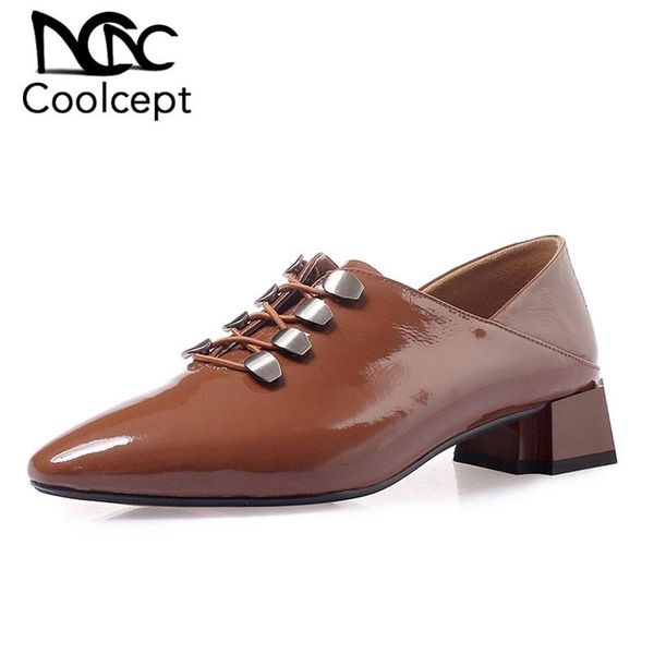 coolcept women casual pumps real leather vintage style shoes women metal buckle square heel office mujer footwear size 33-43, Black
coolcept women casual pumps real leather vintage style shoes women metal buckle square heel office mujer footwear size 33-43, Black