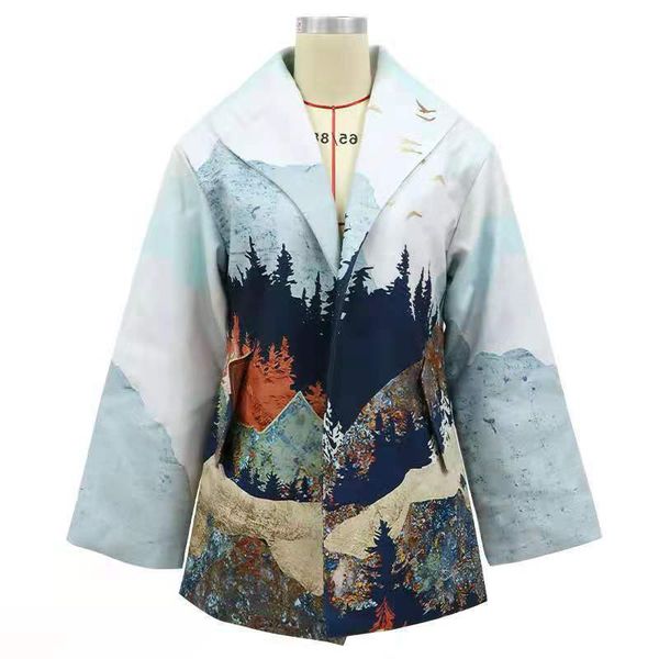 women's clothing winter long-sleeved beltless printed woolen cloth lapel fashion coat, Black
women's clothing winter long-sleeved beltless printed woolen cloth lapel fashion coat, Black