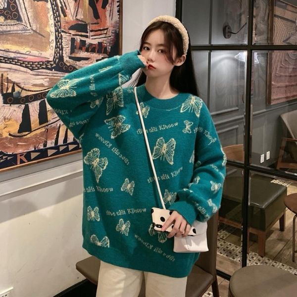 new knitwear in autumn and winter 2021 languid style pullover sweater for women, White;black
new knitwear in autumn and winter 2021 languid style pullover sweater for women, White;black