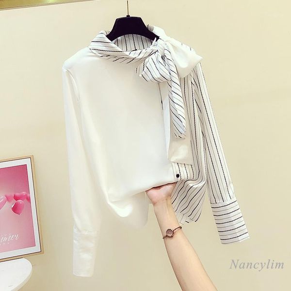 2020 autumn new stripes bow round neck long sleeve shirt women's leisure fashion blouse lady's all-match blusas 1, White
2020 autumn new stripes bow round neck long sleeve shirt women's leisure fashion blouse lady's all-match blusas 1, White