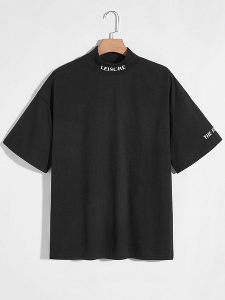 men letter embroidery mock neck tee b9zv#, White;black
men letter embroidery mock neck tee b9zv#, White;black