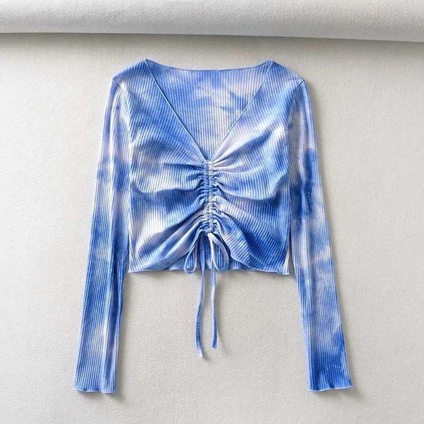 dye fashion tie navel exposed v-neck slim elastic long sleeve spring and autumn street snapping drawstring top, Black;gray
dye fashion tie navel exposed v-neck slim elastic long sleeve spring and autumn street snapping drawstring top, Black;gray