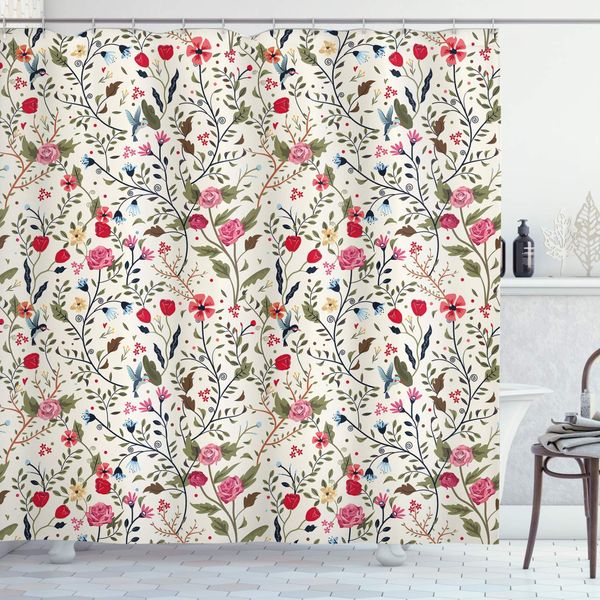 floral shower curtain vibrant colored complex image birds with roses leaves and polka dots nature scenery cloth bathroom decor
floral shower curtain vibrant colored complex image birds with roses leaves and polka dots nature scenery cloth bathroom decor