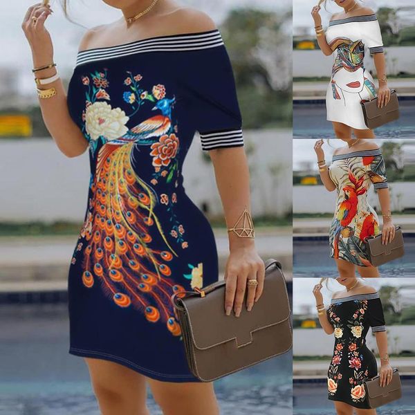 2351078 women dress short sleeve off shoulder floral peacock print bodycon mini dress match with heels, Black;gray
2351078 women dress short sleeve off shoulder floral peacock print bodycon mini dress match with heels, Black;gray