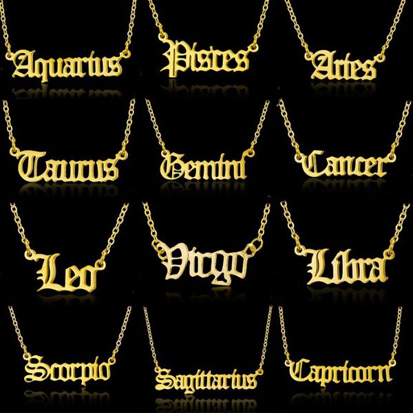 old english letter zodiac sign necklace women gold silver color stainless steel chain 12 constellations pendant necklace jewelry, Golden;silver
old english letter zodiac sign necklace women gold silver color stainless steel chain 12 constellations pendant necklace jewelry, Golden;silver