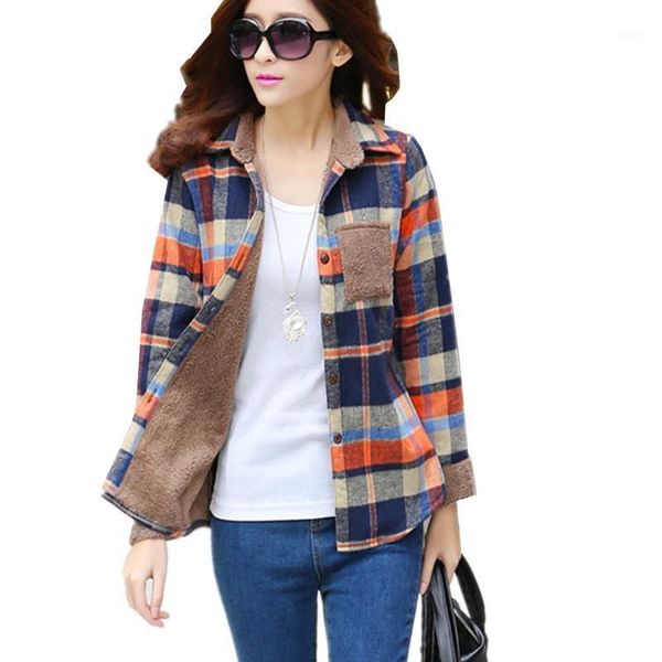 women's blouses & shirts wholesale- 2021 women's winter blouse fashion casual warm cardigan female long sleeve thickening plaid sh, White
women's blouses & shirts wholesale- 2021 women's winter blouse fashion casual warm cardigan female long sleeve thickening plaid sh, White