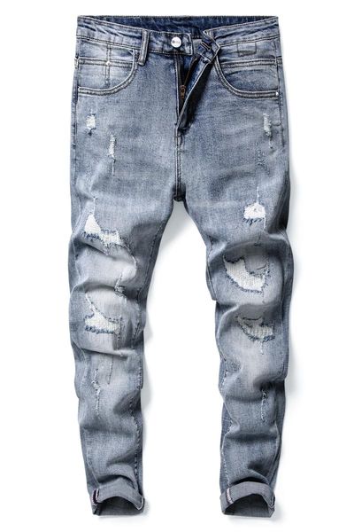 pleated patchwork hole ripped motorcycle casual slim hip hop denim jeans fashion holes light sky blue jeans as1112
pleated patchwork hole ripped motorcycle casual slim hip hop denim jeans fashion holes light sky blue jeans as1112