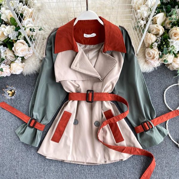 autumn elegant women trench fashion chic patchwork color lace-up trench chic korean coats spring office lady plus size outwear, Tan;black
autumn elegant women trench fashion chic patchwork color lace-up trench chic korean coats spring office lady plus size outwear, Tan;black