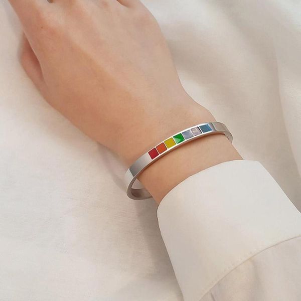 6 mm steel bangle bracelets rainbow open bracelet enamel fashion jewelry bangle bracelet men gifts for women cuff j5p6, Black
6 mm steel bangle bracelets rainbow open bracelet enamel fashion jewelry bangle bracelet men gifts for women cuff j5p6, Black