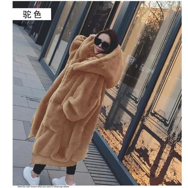 winter fur warm hooded large size medium length solid color fur & faux women new casual long sleeve women coat, Black 
winter fur warm hooded large size medium length solid color fur & faux women new casual long sleeve women coat, Black