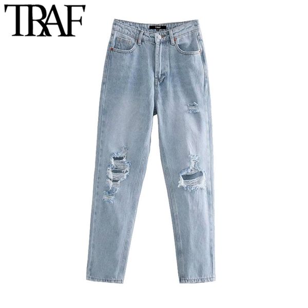 traf women chic fashion ripped hole side pockets jeans vintage high waist zipper fly denim female ankle trousers mujer 201223, Blue
traf women chic fashion ripped hole side pockets jeans vintage high waist zipper fly denim female ankle trousers mujer 201223, Blue