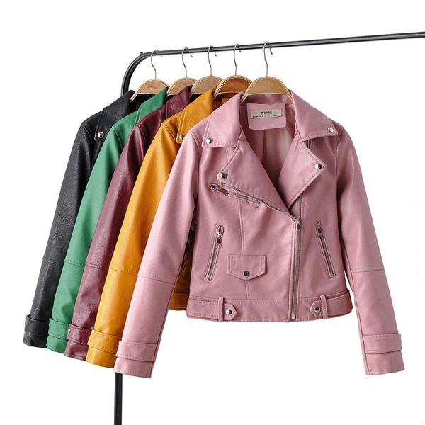 women's leather & faux pu jacket women fashion bright colors black motorcycle coat short biker soft female pink
women's leather & faux pu jacket women fashion bright colors black motorcycle coat short biker soft female pink