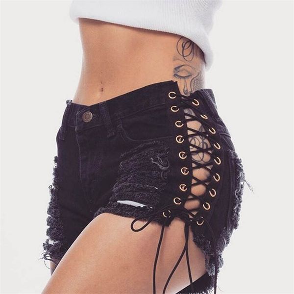 summer plus size women denim black white ripped short jeans high waist tassel elastic lace up bandage club short t200701, White;black
summer plus size women denim black white ripped short jeans high waist tassel elastic lace up bandage club short t200701, White;black