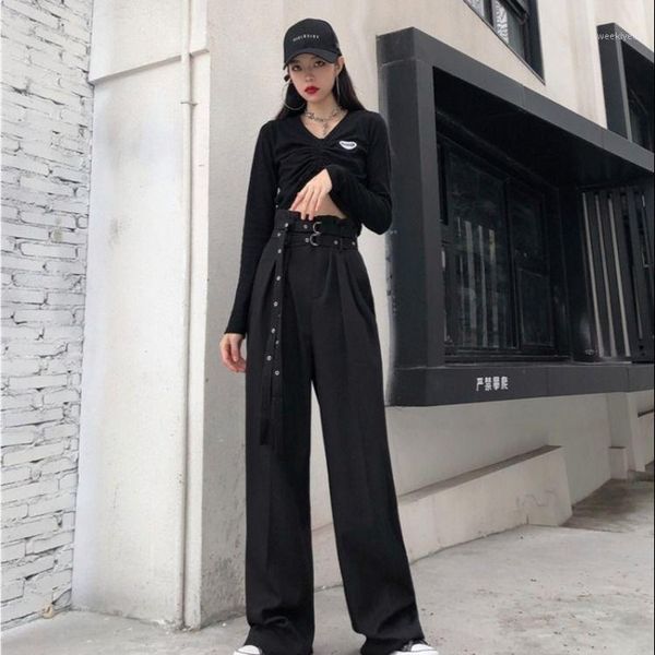 2020 new steetwear vetical sense wide leg women long pants high waist thin straight female casual fashion loose trousers l521, Black;white
2020 new steetwear vetical sense wide leg women long pants high waist thin straight female casual fashion loose trousers l521, Black;white