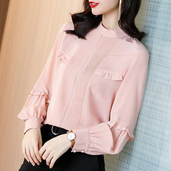 100% natural silk women's pink shirt elegant fashion stand collar ruffles long lantern sleeve pure real silk office lady blouse1, White
100% natural silk women's pink shirt elegant fashion stand collar ruffles long lantern sleeve pure real silk office lady blouse1, White