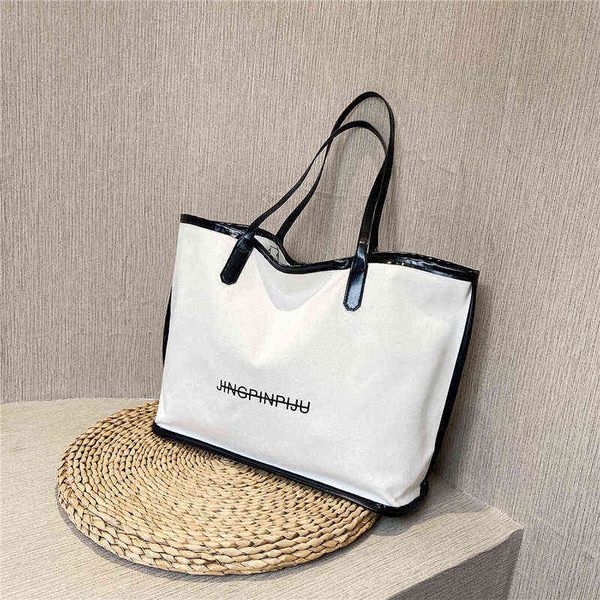 shopping bags ladies fashion letter printed canvas one shoulder handbag leisure large capacity pure color travel mobile tote bag 220309
shopping bags ladies fashion letter printed canvas one shoulder handbag leisure large capacity pure color travel mobile tote bag 220309