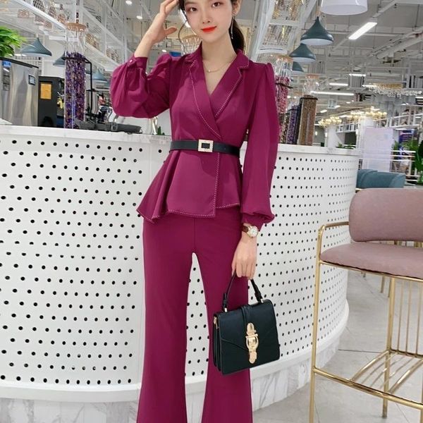 women's two piece pants of autumn outfit web celebrity socialite blazer flares goddess fashionable western style two-piece women, White
women's two piece pants of autumn outfit web celebrity socialite blazer flares goddess fashionable western style two-piece women, White