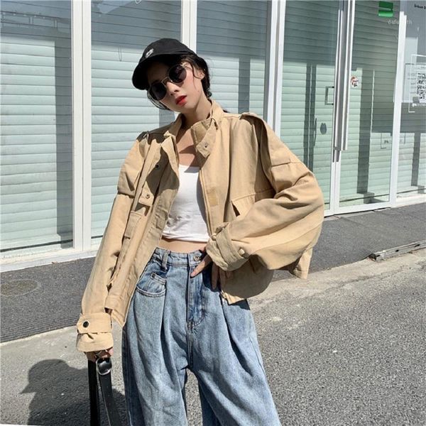 autumn new women's korea ulzzang harajuku vintage bf england style short fashion personality loose zipper casual women jacket1, Black;brown
autumn new women's korea ulzzang harajuku vintage bf england style short fashion personality loose zipper casual women jacket1, Black;brown