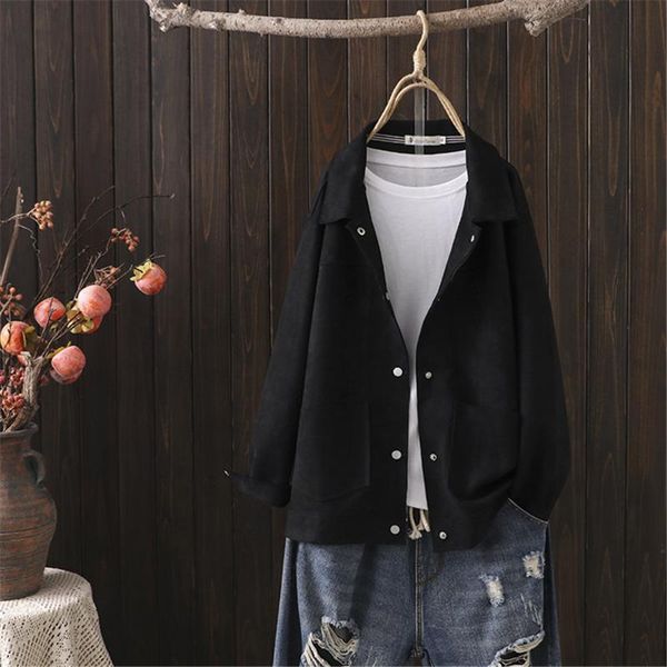 women's jackets 2021 casual women suede coats plus size solid short style pockets open stitch jacket loose outerwear, Black;brown
women's jackets 2021 casual women suede coats plus size solid short style pockets open stitch jacket loose outerwear, Black;brown