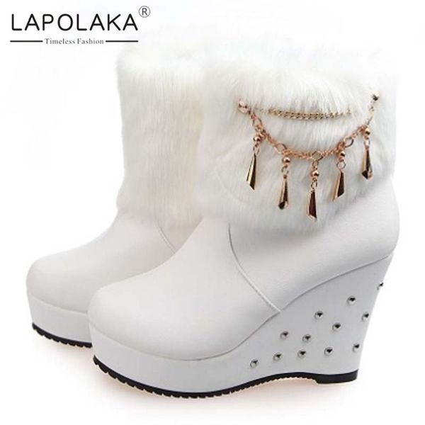 lapolaka 2021 new arrivals wedges plush warm winter boots woman sheos platform ankle shoes ladies metal decoration lady bootie, Black
lapolaka 2021 new arrivals wedges plush warm winter boots woman sheos platform ankle shoes ladies metal decoration lady bootie, Black