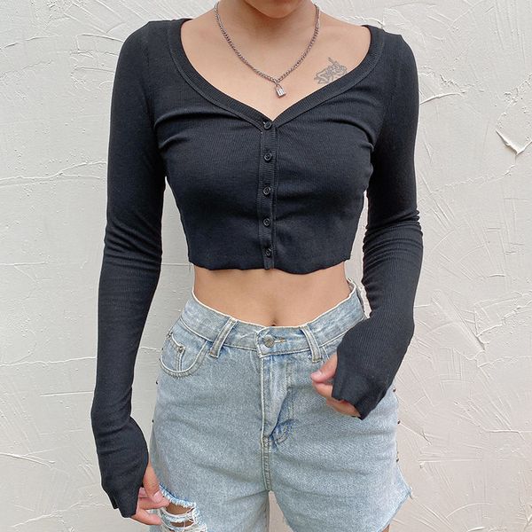women long sleeve v-neck crop stylish solid color knit for ladies fashion summer spring cub t-shirt ribbed streetwear pfps, White
women long sleeve v-neck crop stylish solid color knit for ladies fashion summer spring cub t-shirt ribbed streetwear pfps, White