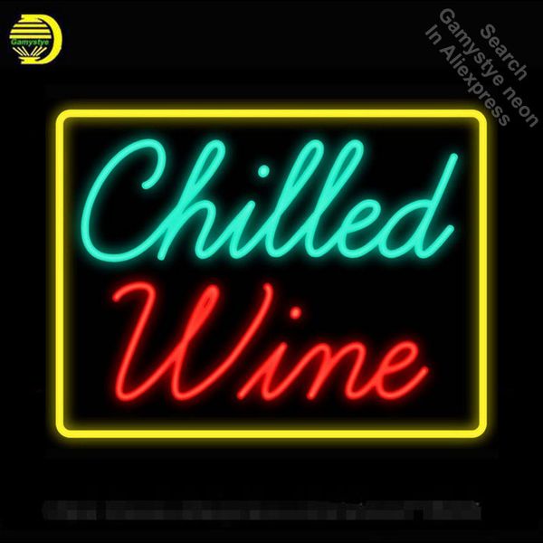 Neon Sign Chilled Wine Real Glass Tube Vintage Neon Sign Beer Bar Pub Handcrafted Neon Signs For Home Custom Iconic Sign Art