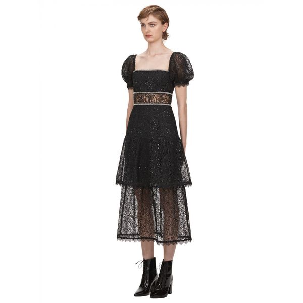 new female self-portrait long midl dressed in luxury puff sleeves beads square collar elegant women's collection party dresses gknc, Black;gray
new female self-portrait long midl dressed in luxury puff sleeves beads square collar elegant women's collection party dresses gknc, Black;gray