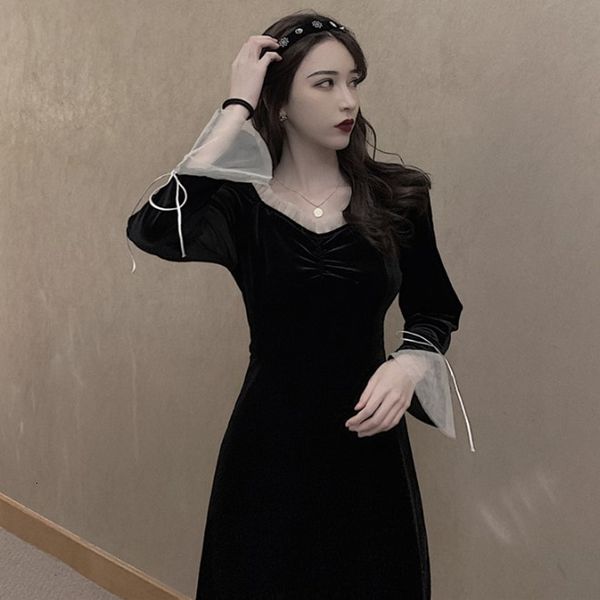autumn 2020 new v-neck mesh ear edge waist velvet sleeve long skirt women's dress
autumn 2020 new v-neck mesh ear edge waist velvet sleeve long skirt women's dress