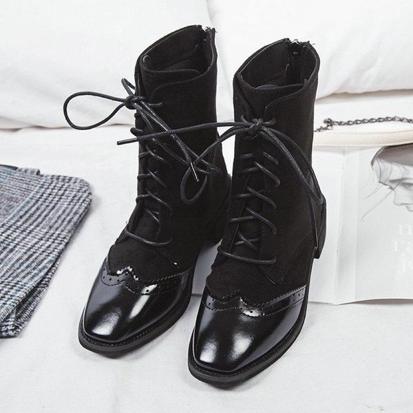boots 2021 fashion ankle women's autumn lace up real leather shoes woman low heels england style for office ladies, Black
boots 2021 fashion ankle women's autumn lace up real leather shoes woman low heels england style for office ladies, Black