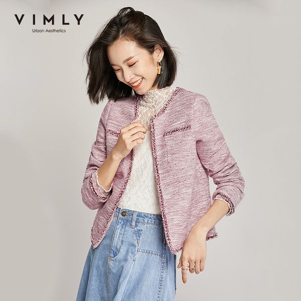 vimly spring autumn tweed short woolen jacket elegant round neck long sleeve pockets vintage female short coat 98109 201112, Black;brown
vimly spring autumn tweed short woolen jacket elegant round neck long sleeve pockets vintage female short coat 98109 201112, Black;brown