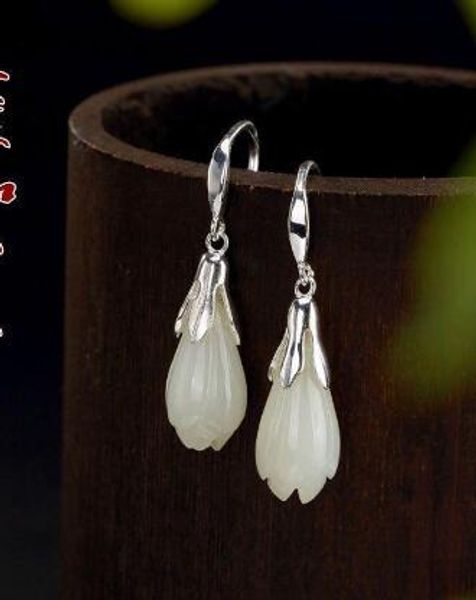 wholesale price white jade flower earring pendant jewellery, Golden;silver 
wholesale price white jade flower earring pendant jewellery, Golden;silver