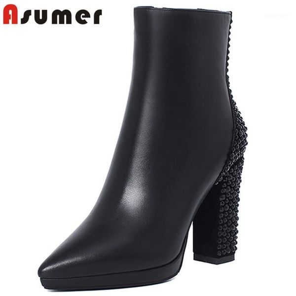 asumer 2020 genuine leather ankle boots women shoes pointed toe crystal zip high heel boots ladies party wedding shoes1, Black
asumer 2020 genuine leather ankle boots women shoes pointed toe crystal zip high heel boots ladies party wedding shoes1, Black
