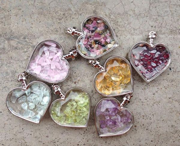 ya2047 choose stone rose pink quartz chips glass heart bottle pendant silver wrapped 38x30x14mm1, Black
ya2047 choose stone rose pink quartz chips glass heart bottle pendant silver wrapped 38x30x14mm1, Black