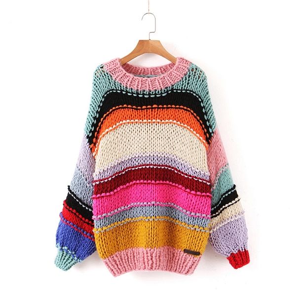 sweet rainbow striped sweater women fashion o-neck loose pullovers cute girls contrast colors chic jumpers 201221, White;black
sweet rainbow striped sweater women fashion o-neck loose pullovers cute girls contrast colors chic jumpers 201221, White;black