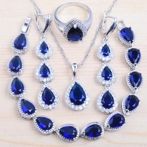 silver color blue zirconia water drop design for women jewelry sets bracelet necklace pendant earrings ring qs0180
silver color blue zirconia water drop design for women jewelry sets bracelet necklace pendant earrings ring qs0180