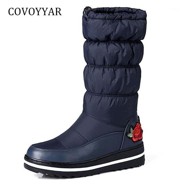 covoyyar 2020 snow boots women warm padded down winter shoes embroidered rose mid calf boots waterproof platform shoes wbs9251, Black
covoyyar 2020 snow boots women warm padded down winter shoes embroidered rose mid calf boots waterproof platform shoes wbs9251, Black