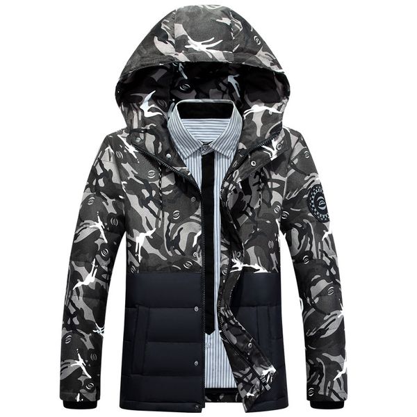 short korean leisure fashion camouflage men's hooded white down jaet, Black
short korean leisure fashion camouflage men's hooded white down jaet, Black
